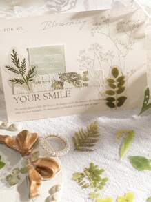 MOCARD 1 caja de 45 piezas de pegatinas de flores de PET para decoración DIY, scrapbooking, diario, teléfono, portátil, útiles escolares estéticos lindos - Morado - Ver 3