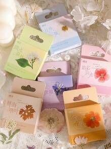 MOCARD 1 caja de 45 piezas de pegatinas de flores de PET para decoración DIY, scrapbooking, diario, teléfono, portátil, útiles escolares estéticos lindos - Morado - Ver 5