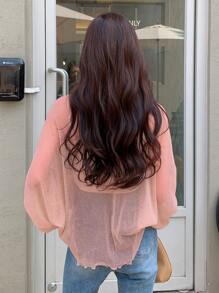 DAZY Solid Flounce Sleeve Top Without Cami Top - Pink - View 2