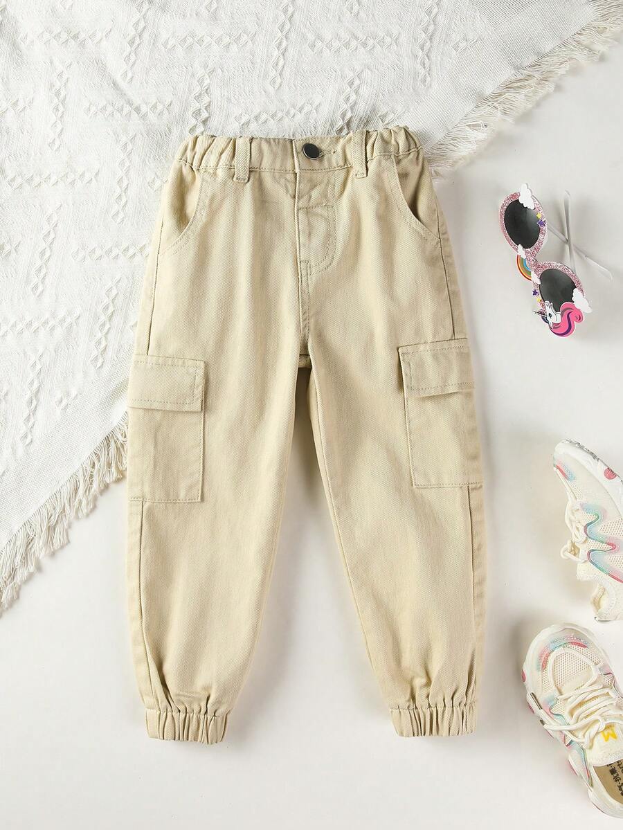 SHEIN 小女童翻蓋口袋工裝牛仔褲