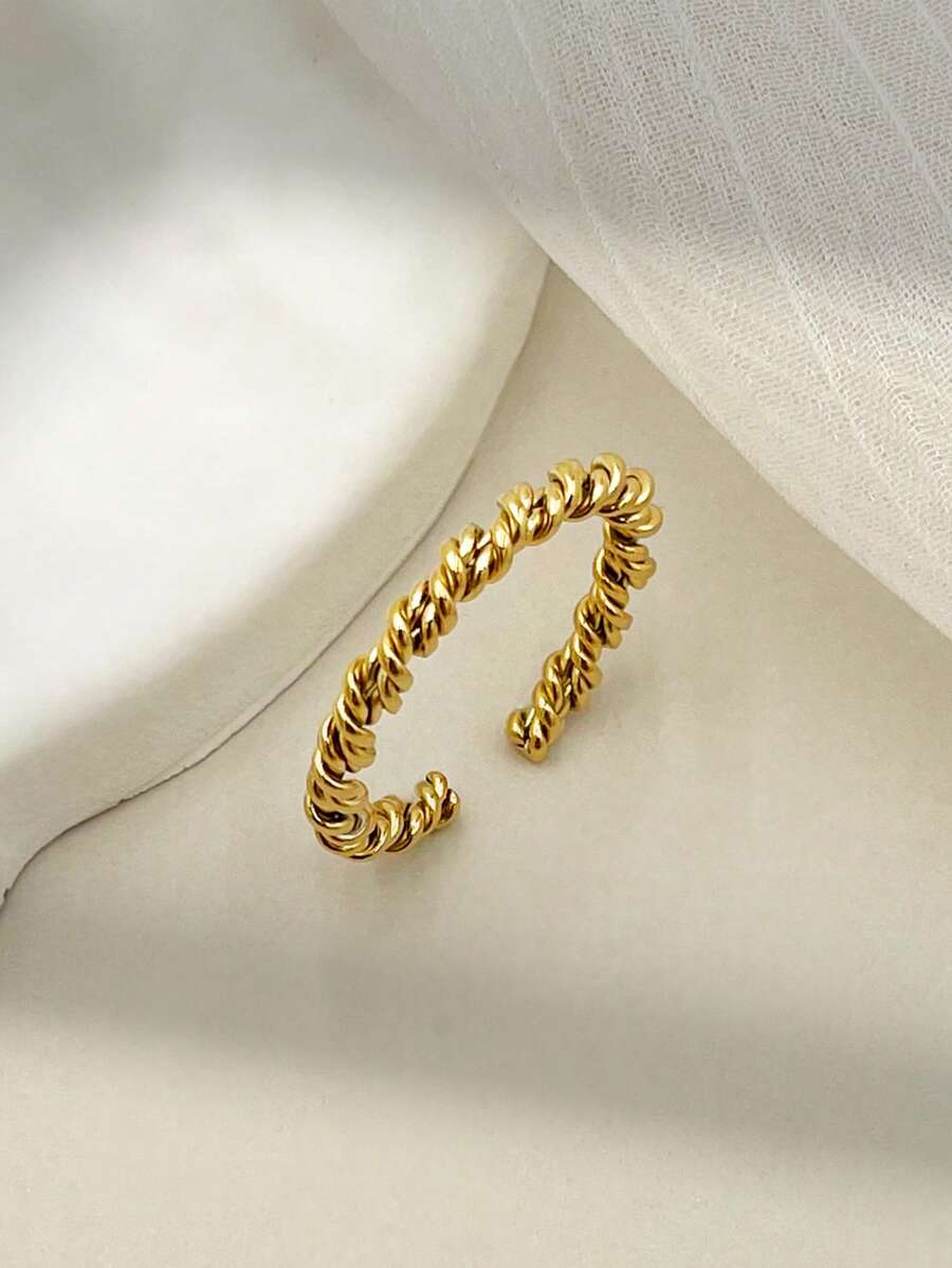 Mazuer 1 件 18K 镀金复古风格双头水滴时尚戒指，不锈钢男女通用日常/派对/礼物