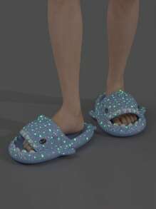 Mujer Chanclas suave brillante en oscuro con diseño de tiburón preppy verano EVA - Azul - Ver 4