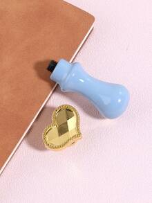 1 pieza de color metálico con diseño de corazón Sello creativo multipropósito Sello de cera para Sobre - Neblina azul - Ver 6