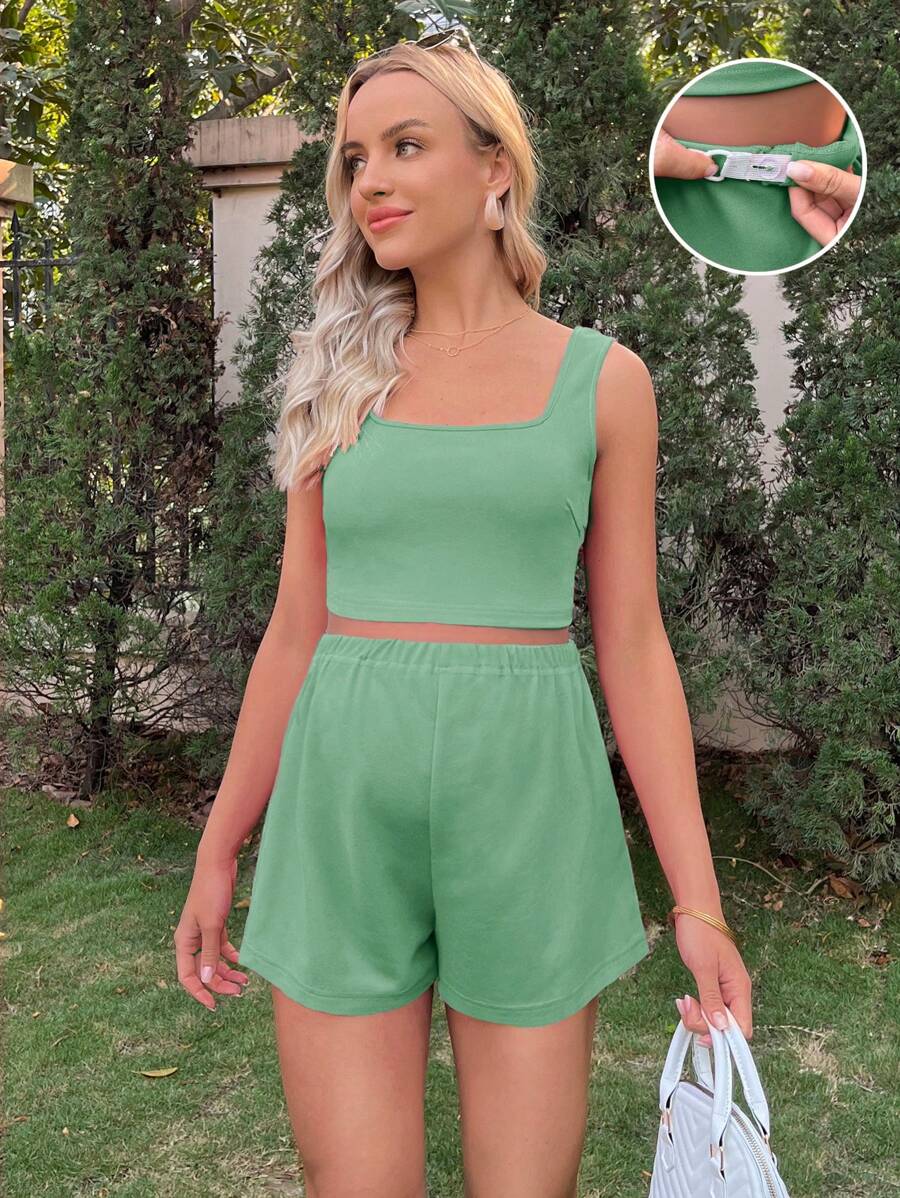 SHEIN Maternidad unicolor Top tank & Shorts