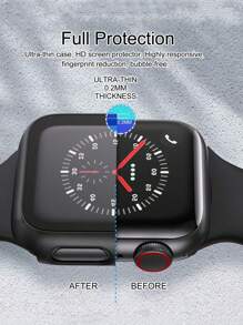 2pcs 3 In 1 PC Hard Case & Screen Protection Film Set Compatible With Apple Watch - Black - View 8