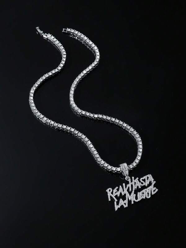 1 collar con colgante de letra de diamantes de imitación de aleación de zinc Hip Hop para hombres y mujeres para regalo aleación para regalo de joyería