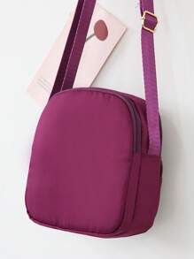 Túi Đeo Chéo Mini Màu Tím Dây Kéo Điều Chỉnh Bằng Nylon - Màu tím - Xem 2