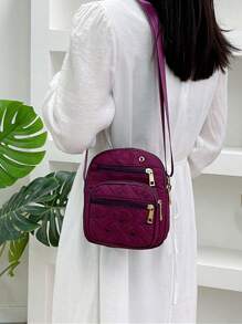 Túi Đeo Chéo Mini Màu Tím Dây Kéo Điều Chỉnh Bằng Nylon - Màu tím - Xem 3