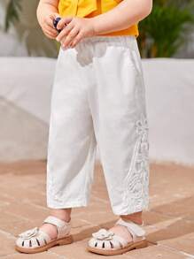 SHEIN Baby 1pc Guipure Lace Trim Trousers - White - View 2