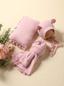 Đạo cụ chụp ảnh cho trẻ sơ sinh màu trơn - Màu Hồng baby - Xem 3