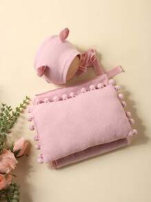 Đạo cụ chụp ảnh cho trẻ sơ sinh màu trơn - Màu Hồng baby - Xem 8