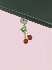1 phích cắm chống bụi trang trí điện thoại Cherry - Đỏ - Xem 1