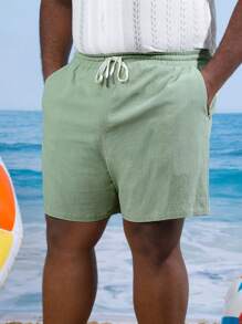 GENTILAND Hombres Shorts algodón de cintura con cordón con bolsillo oblicuo