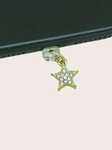 水鑽星形設計手機防塵塞 - 金色 - 查看 1