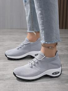 女性繫帶運動戶外織物運動鞋 - 淺灰色 - 查看 5
