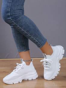 Giày chạy bộ lưới nhẹ thoáng khí mùa thu 2025 dành cho nữ, giày thể thao đế dày cổ thấp thoải mái - trắng - Xem 5