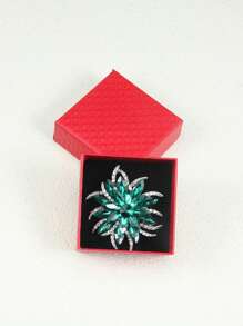 1 件奢华水钻花朵设计胸针，适合女士派对情人节、妈妈、母亲、母亲节、礼物 - 綠色 - 查看 4