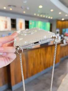Vỏ điện thoại trang trí hình trái tim bằng đá rhinestone có dây đeo chéo - Nhiều màu - Xem 4