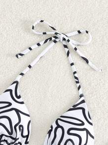 Swim Vcay 滿版印花吊脖三角杯比基尼上衣