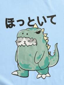 Manfinity RebelGame Men Plus Cartoon & Japanese Letter Graphic Tee - Baby Blue - View 4