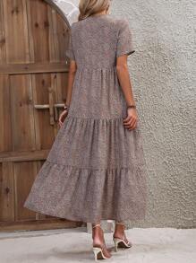 SHEIN LUNE 豹紋印花荷葉邊娃娃裙 - 彩色 - 查看 2