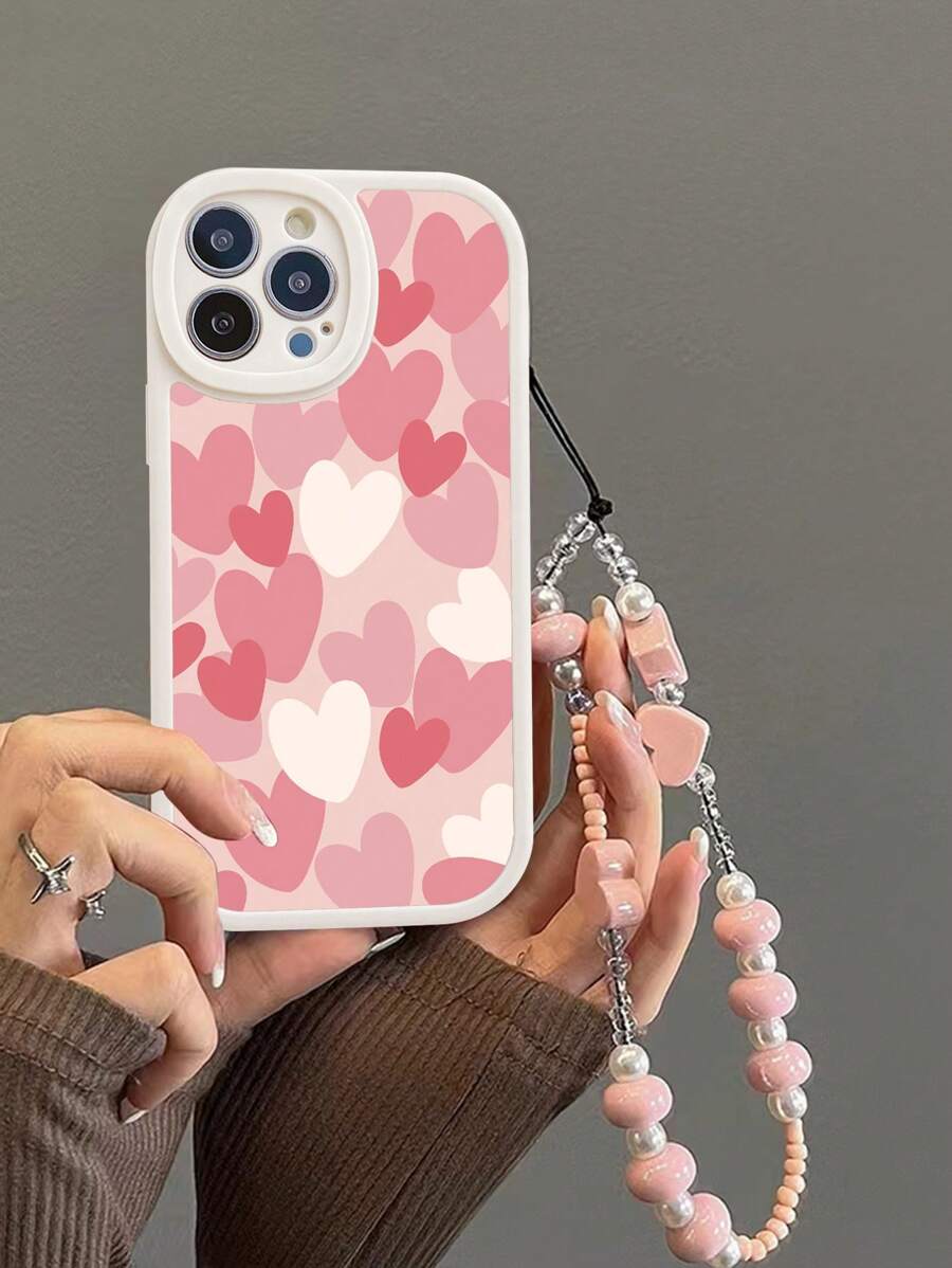 Heart Pattern Phone Case With Lanyard - Multicolor - View 1