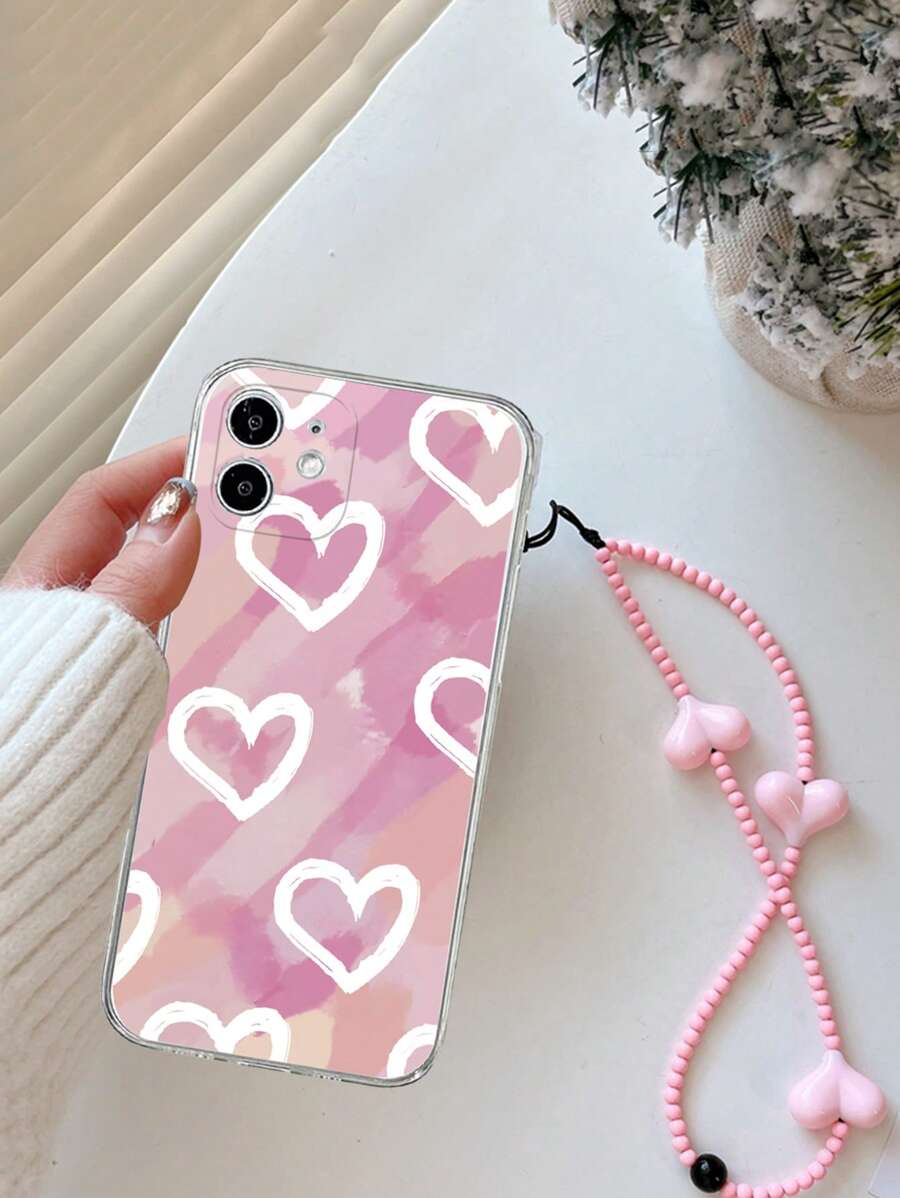 愛心圖案手機殼附帶繩子 - 彩色 - 查看 1