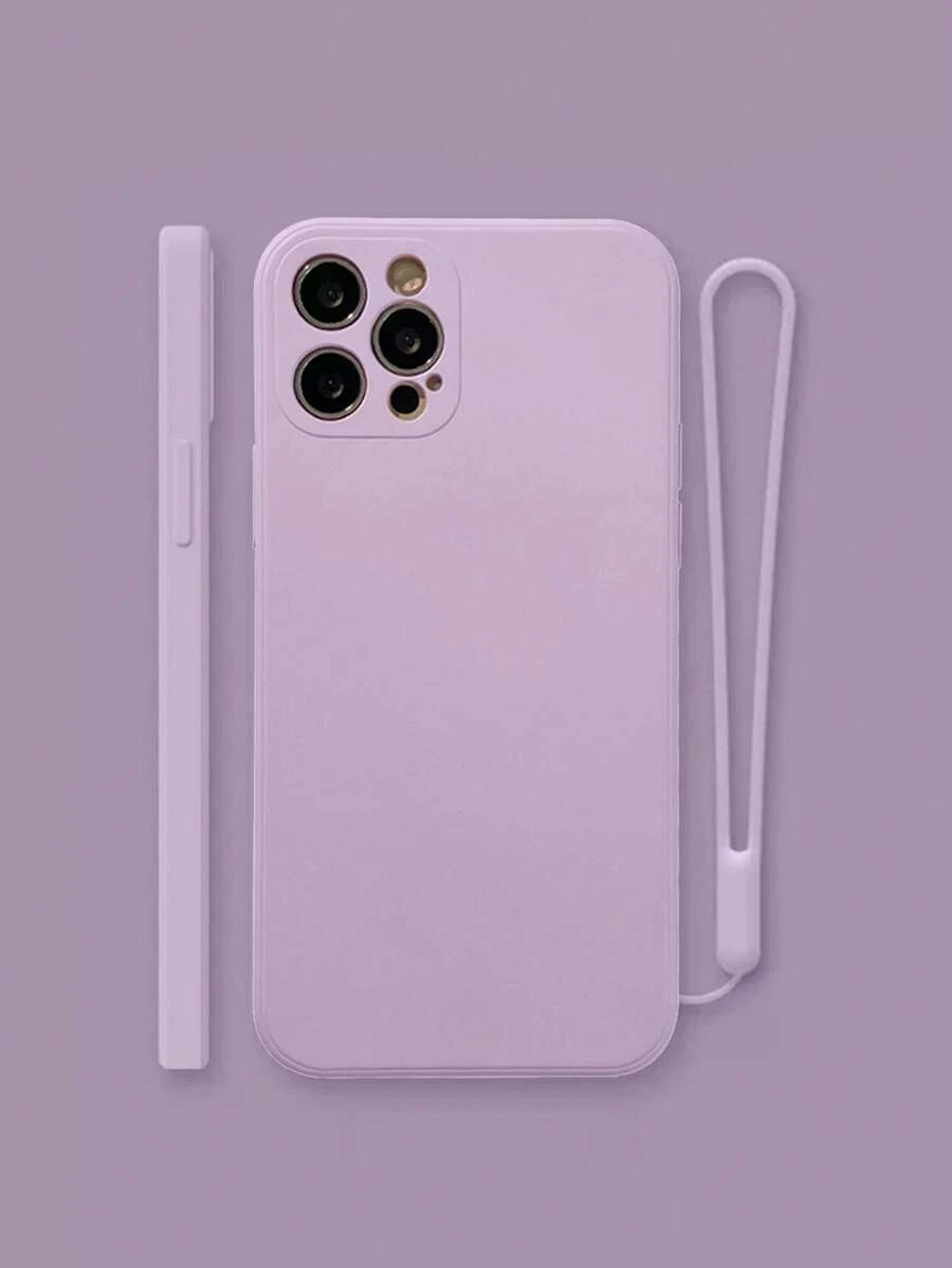 1 PC Silicone Dây Đeo Cổ Vỏ Điện Thoại Tương Thích Với iPhone15promax Xiaomi Huawei Samsung Vỏ Bảo Vệ - Màu tím - Xem 1