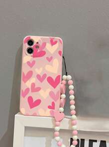 Baby Pink 情人节甜心粉色心形手机壳带挂绳兼容Iphone15promax 14 13 12 11小米华为三星S23 - 彩色 - 查看 2