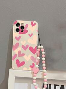 Valentine'S Day Pink Heart Shaped Strap Phone Case Compatible With IPhone 15pro Max 14 13 12 11, Compatible With Xiaomi, Compatible With Huawei, Compatible With Samsung S23