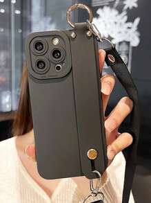 1pc Arm Band & Strap Design Phone Case Compatible With IPhone 15 Pro Max, Full Coverage Soft - Black - View 6
