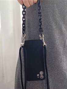 1个便携式链条斜挎手机壳，带挂绳，兼容 15，带保护套 - 黑色 - 查看 3