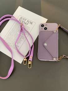 Crossbody Strap Wallet Style Phone Case With Card Slot, Compatible With Iphone, Xiaomi, Huawei, Samsung, Etc.