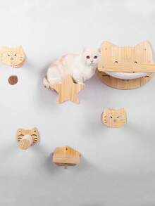 1pc Wooden Star Decor Cat Climbing Board For Cat For Play - Apricot - View 4