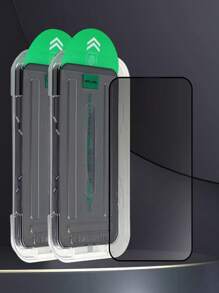 2 件防窥隐私钢化玻璃屏幕保护膜带定位工具兼容 Apple iPhone 11/12/13/14/15/16 系列 - 黑色 - 查看 1