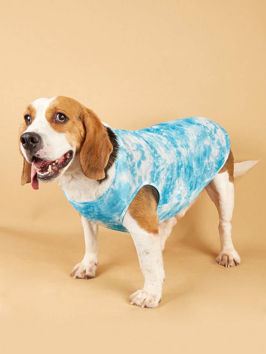 1pc Tie Dye Print Pet Tank For Dog And Cat For Summer - Blue - View 1