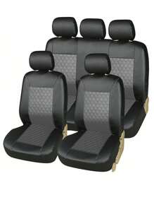 豪華雙針pvc皮革汽車座椅套 - 灰色 - 查看 2