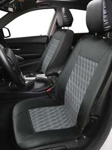豪華雙針pvc皮革汽車座椅套 - 灰色 - 查看 3