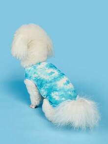 1pc Tie Dye Print Pet Tank For Dog And Cat For Summer - Blue - View 7