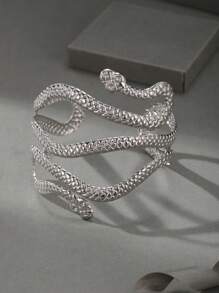 1pc Fashionable Snake Design Arm Cuff For Women For Gift - Silver - View 1