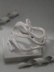 1pc Fashionable Snake Design Arm Cuff For Women For Gift - Silver - View 4