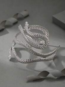 1pc Fashionable Snake Design Arm Cuff For Women For Gift - Silver - View 5