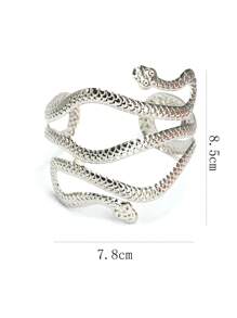 1pc Fashionable Snake Design Arm Cuff For Women For Gift - Silver - View 6