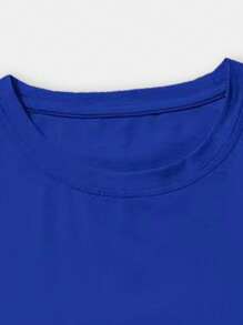 ROMWE MEN Street Life 男士時尚標語Y2K T恤衫 - 寶藍色 - 查看 3