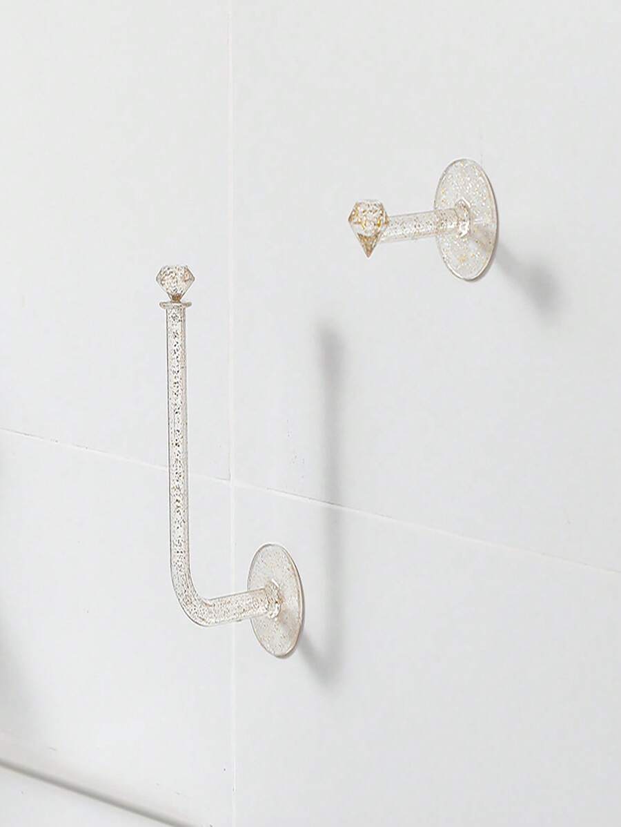 1pc Plastic Crystal Mini Accessory Hook Shiny Wall Hook - Multicolor - View 1