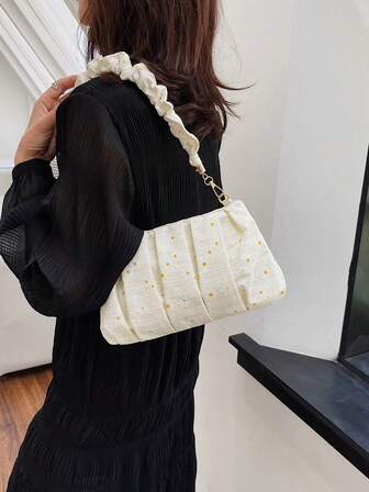 花卉刺繡雲朵包時尚拉鍊滌綸