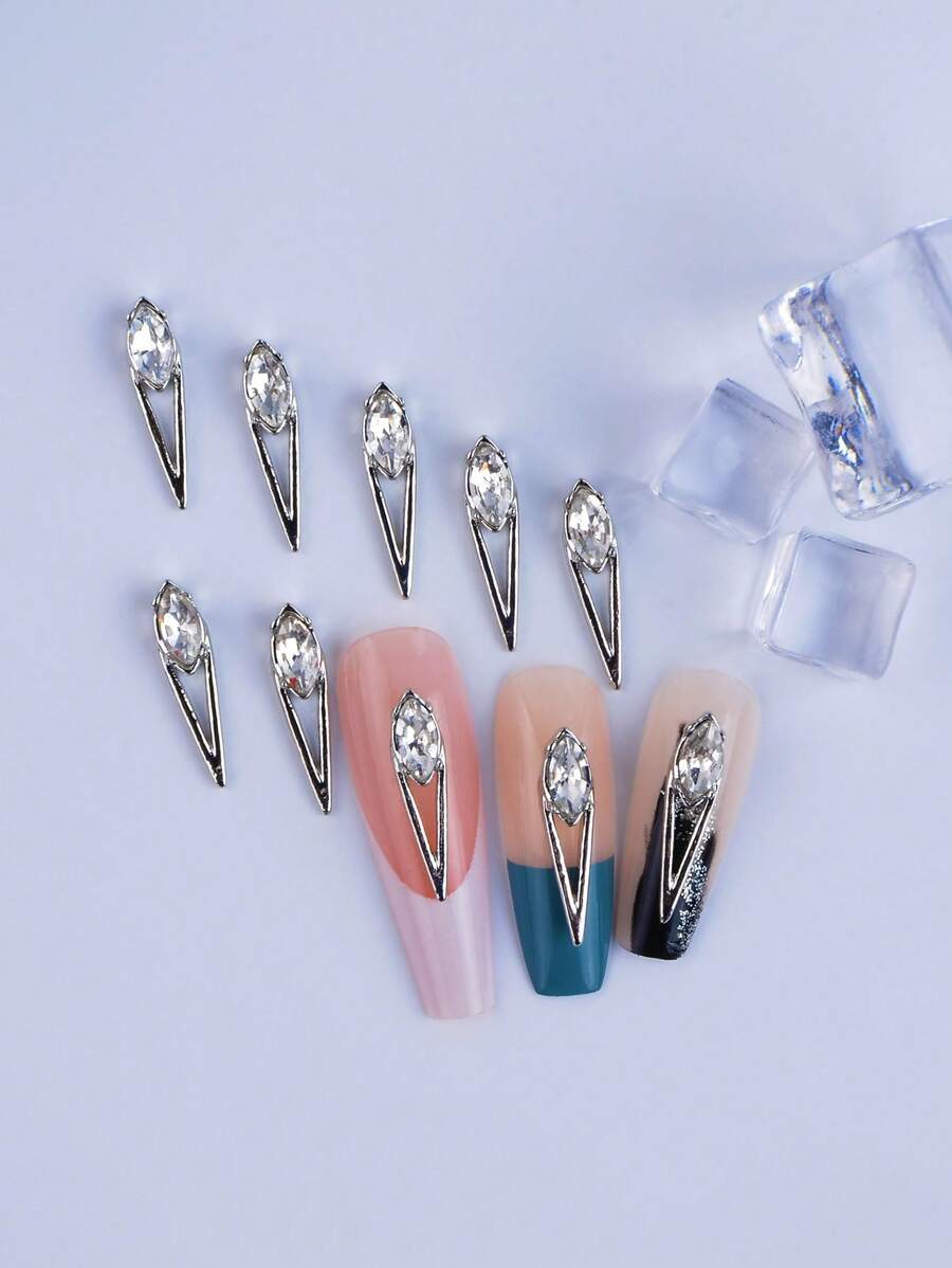 10入組水鑽裝飾美甲飾品 - 銀色 - 查看 1