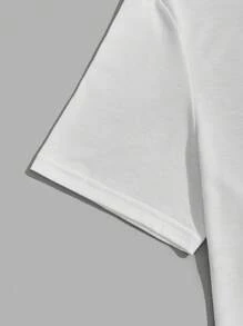 Manfinity RebelGame Men Tropical & Letter Graphic Tee & Drawstring Waist Shorts - Black - View 3