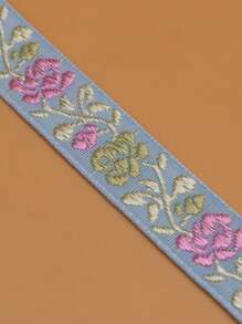 1roll Floral Jacquard DIY Sewing Trim - Blue - View 3