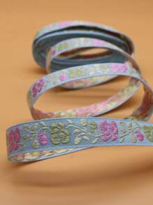 1roll Floral Jacquard DIY Sewing Trim - Blue - View 5